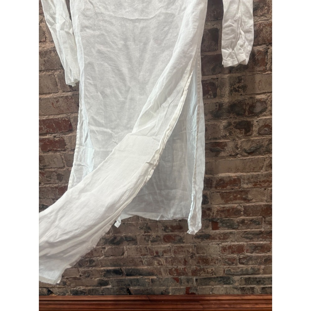 Reformation White Long Sleeve Gauze Maxi Dress Cover Up Side Slits Size XS - Picture 4 of 7